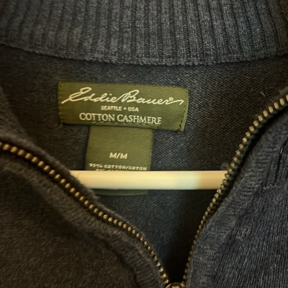 Eddie Bauer Men’s Blue Quarter Zip Sweater - Picture 2 of 4